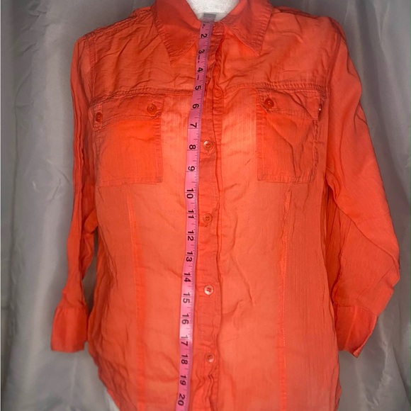Liz Claiborne Orange 100% Cotton Button Down Shirt XL Coastal Preppy - Picture 7 of 7